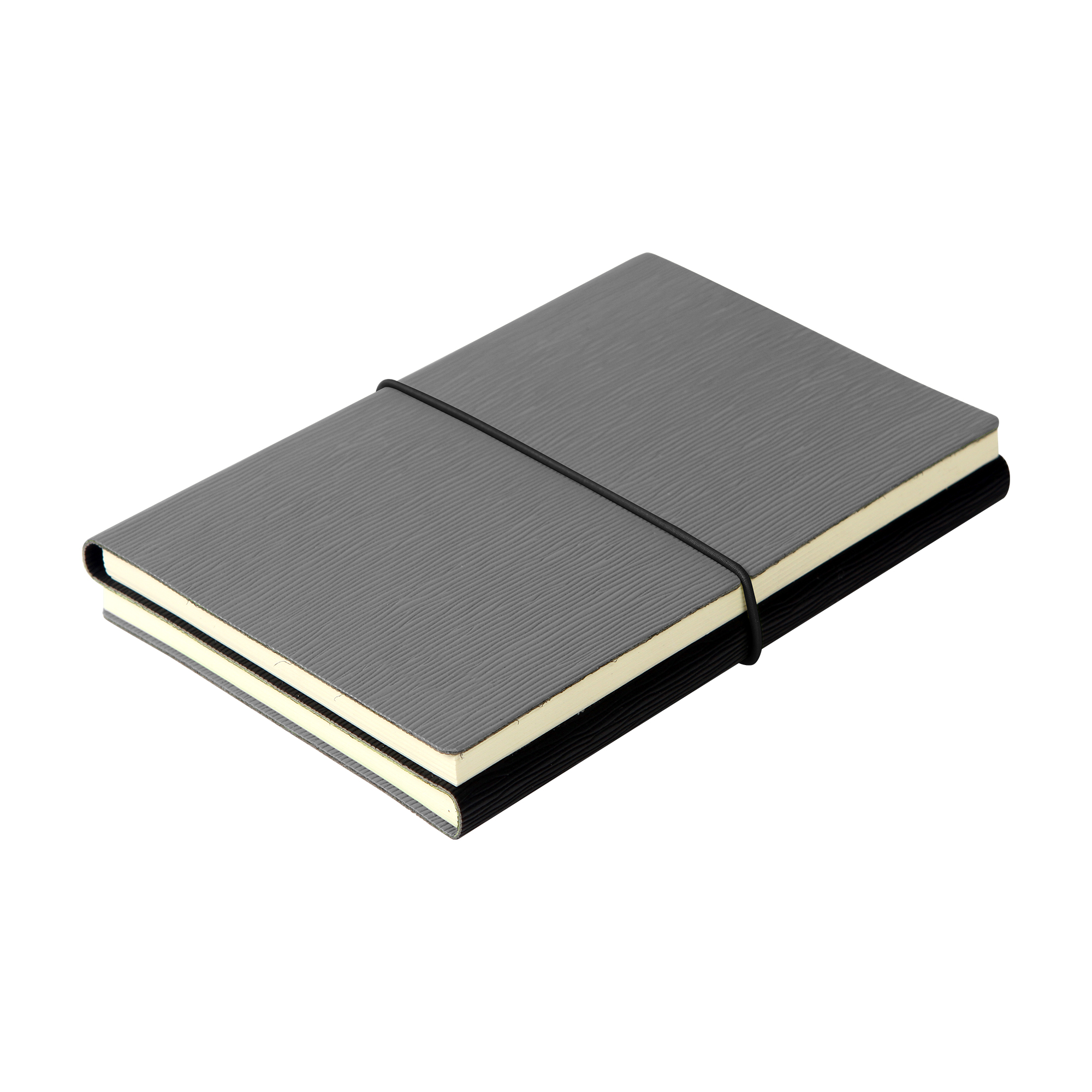 LIBRETA DOBLE, GRIS Y NEGRO CON RESORTE E457